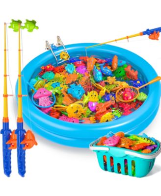 48Floating Fishing Game Bath Toy Floating Fish Pole Rod Net Kids Learning Play