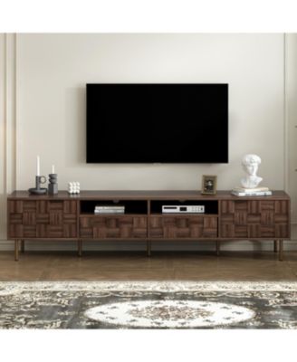 80" Mid Century TV Stand, with 2 Drawers, 2 Doors, and Open Space, for TVs Up to 85", Media Console, for Living room, Bedroom, Home Theatre