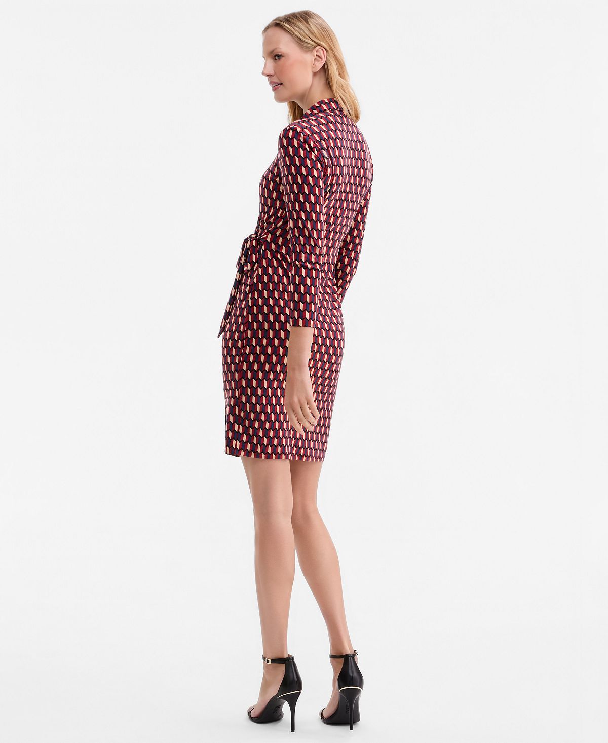 Anne Klein Women's Printed Faux-Wrap Tie-Waist Dress view 3 — MAYCSS fashion products