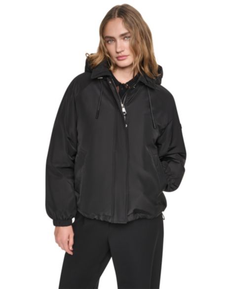 Женская куртка DKNY Hooded Bubble Hem Rain jacket, цвет: Чёрный
