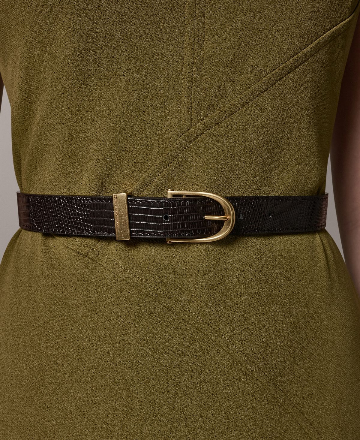 Donna Karan New York Women's Sleeveless Asymmetrical Belted Midi Dress view 4 — MAYCSS fashion products