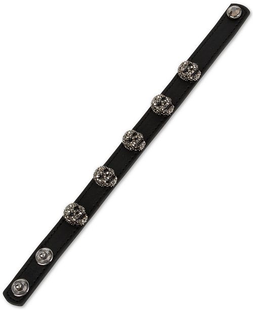 Betsey Johnson Leather Skull Snap Bracelet & Reviews Bracelets