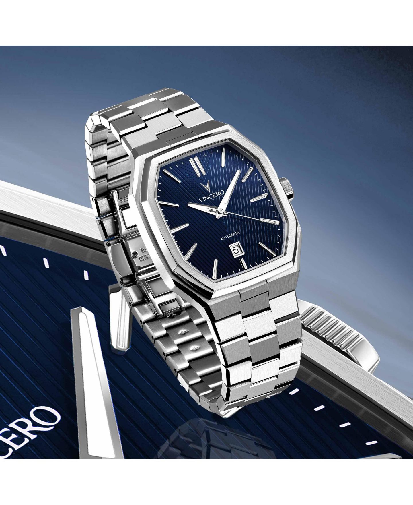 Мужские часы Vincero Inception Automatic Watch 38mm Stainless Steel, цвет: Синий — фото 11