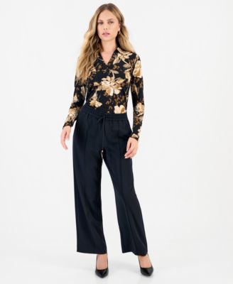 Petite Wide-Leg High-Waisted Pants