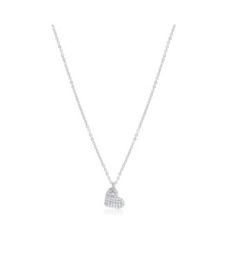 Mini Asymmetrical CZ Heart Necklace Sterling Silver