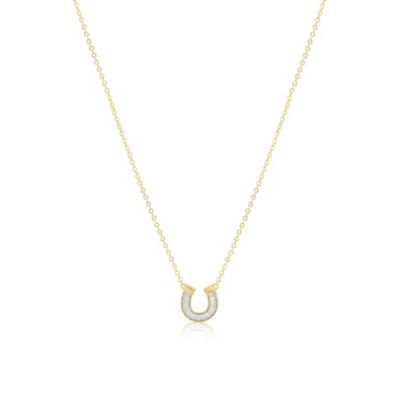 Baguette CZ Horseshoe Necklace 14K Gold Plated Sterling Silver