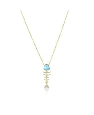 Turquoise Fish Necklace 14K Gold-Plated Sterling Silver