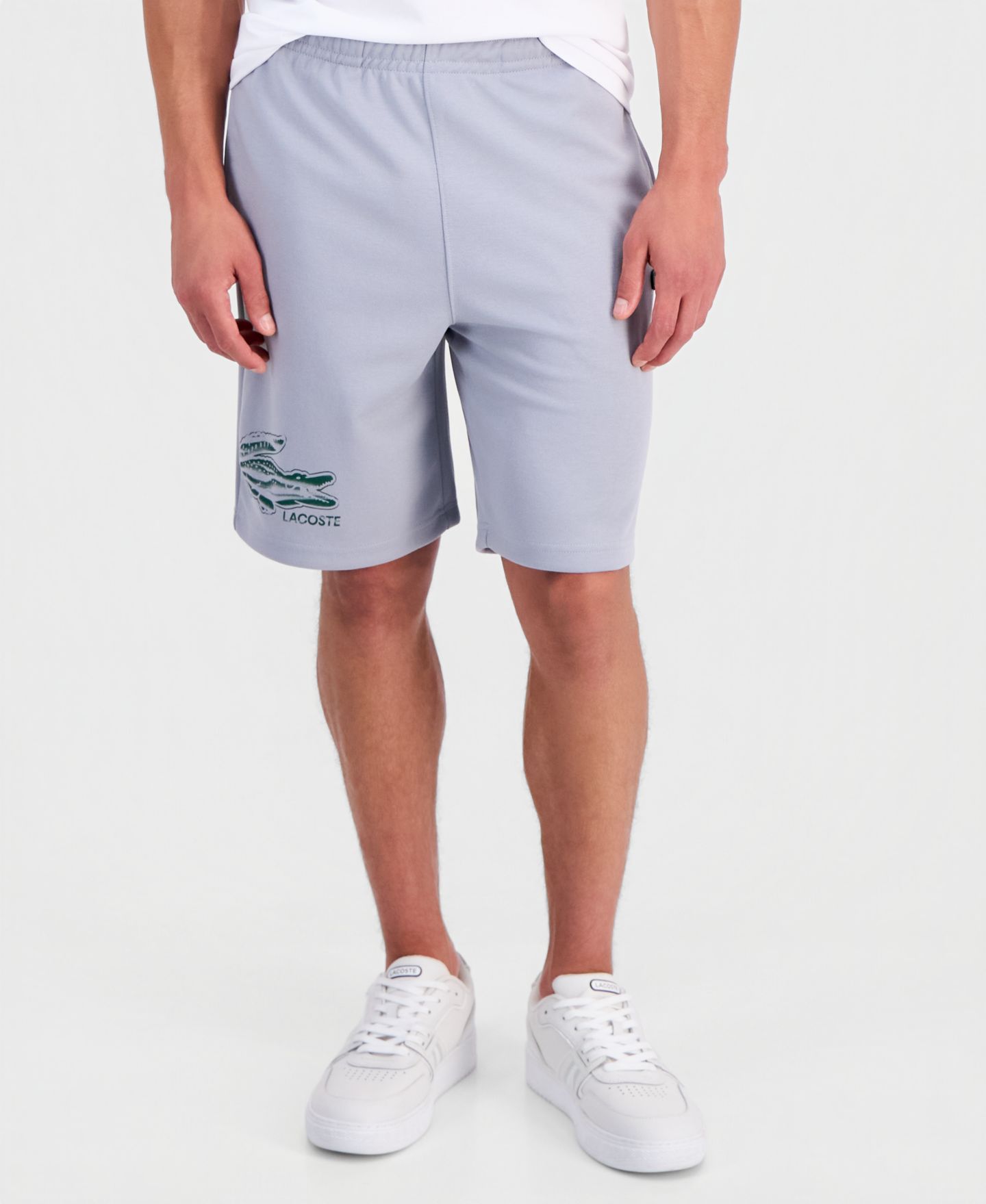Мужские шорты Lacoste Logo Printed Elastic Waistband, цвет: Серый — фото 3