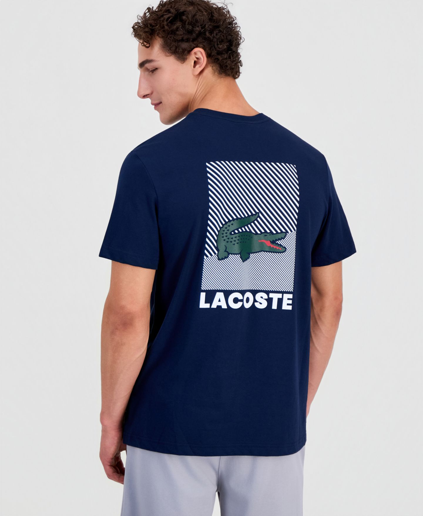 Мужская футболка Lacoste Water Base Print Crewneck, цвет: Тёмно-синий — фото 2