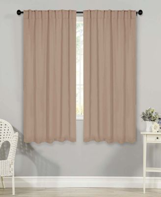 Solid Machine Washable Room Darkening Curtains with Back Tabs, Set of 2