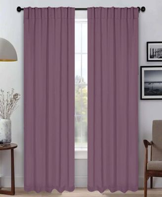 Solid Machine Washable Room Darkening Curtains with Back Tabs, Set of 2