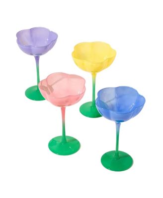 Fluted Tulip Glasses, Set of 4