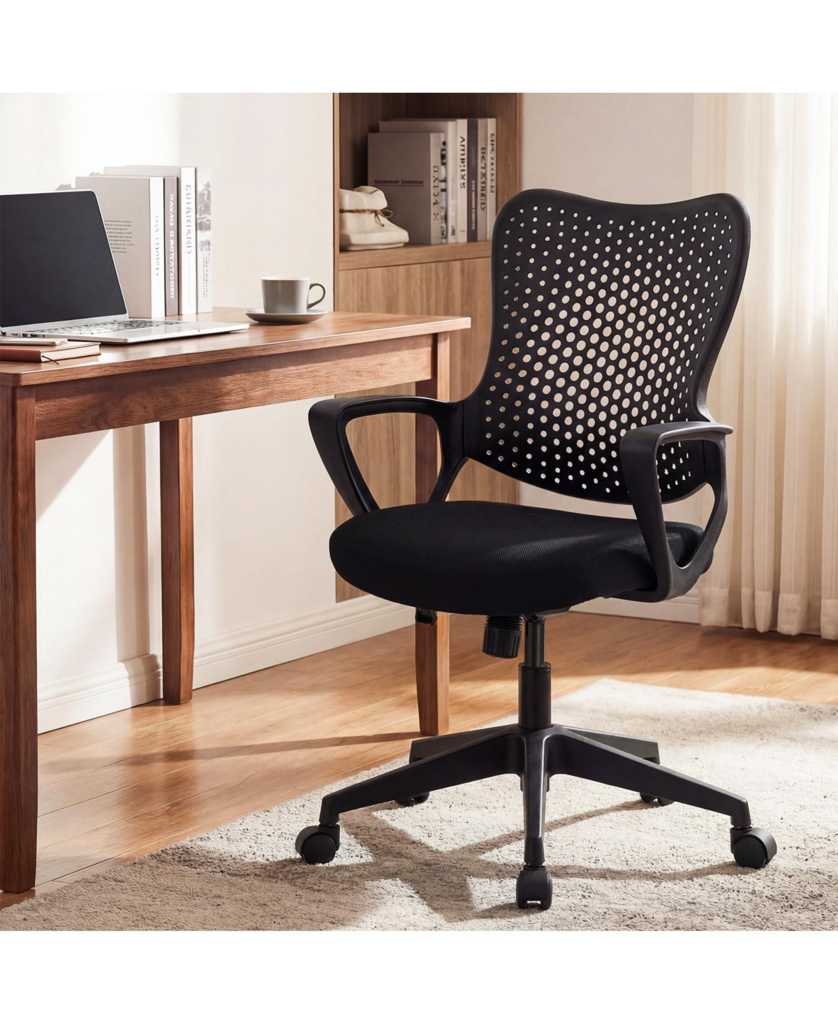 Gymax Ergonomic Office Chair w/Armrests Padded Cushion and Butterfly Backrest for Study