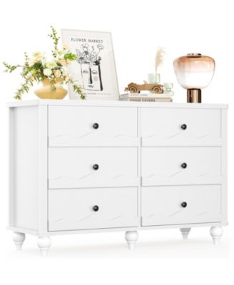 43" Wooden Dresser with 6 Drawer, Closet Storage Cabinet