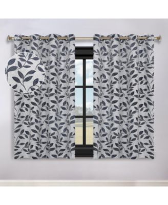Leaves Room Darkening Grommet 2-Panel Curtain Set