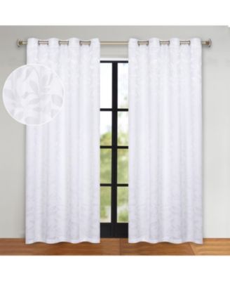 Leaves Room Darkening Grommet 2-Panel Curtain Set