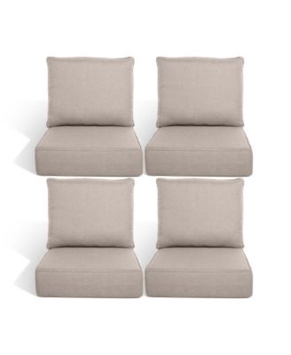 Outdoor Chair Cushions Set of 4, Patio Furniture Cushions - Removable Cover, Water-Repellent, Replacement for Deep Seat Sofa