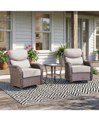 3 Pieces Patio Furniture Set with 6in Cushions, Outdoor Swivel Rocker Patio Chairs, Wicker Patio Bistro Set with Rocking Chair, Side Table