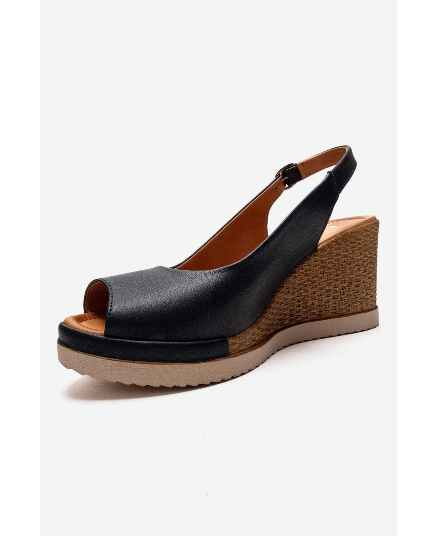 Женские сандалии Forever & Always Shoes Helina Leather Wedge Sandal, цвет: Чёрный — фото 7
