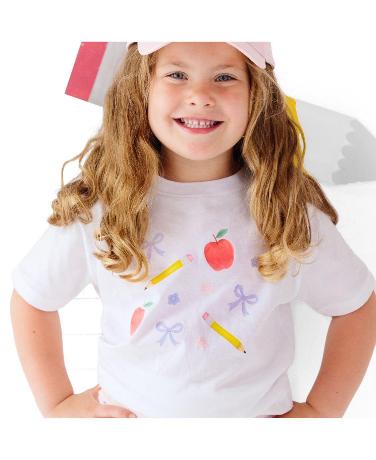 Sweet Wink Little Girls Ditsy Floral Back To School Short Sleeve T-Shirt