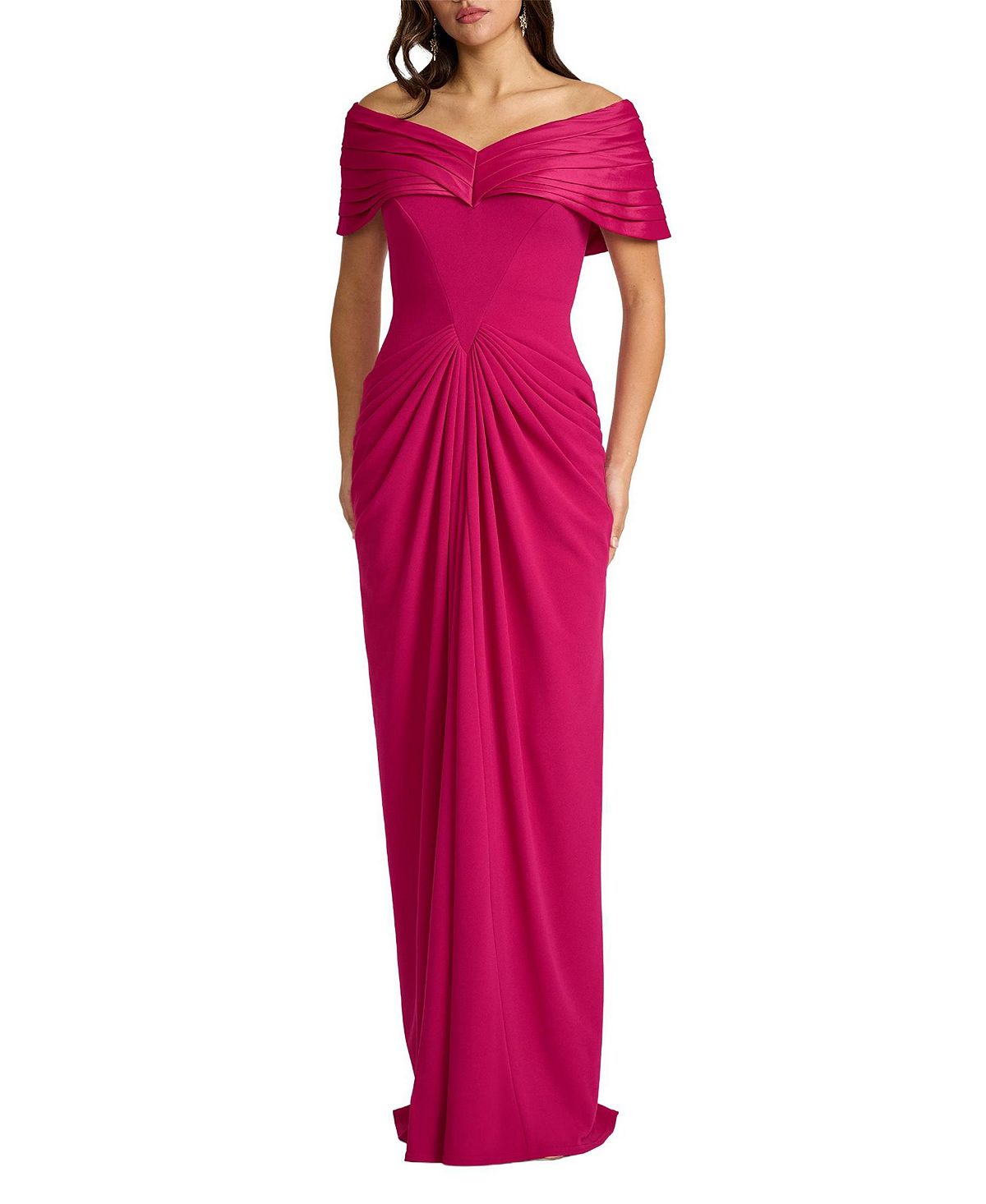 Tadashi Shoji Women's Seraphine Pleated Portrait Collar Gown view 4 — MAYCSS fashion products