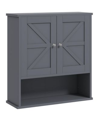  Farmhouse Wall Cabinet Multipurpose Bathroom Medicine Cabinet with Barn Doors and Adjustable Storage Shelf for Bathroom Laundry Room