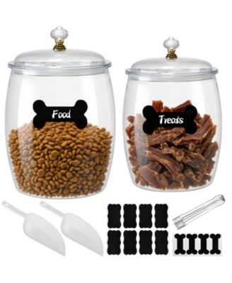 2 Pack Airtight Pet Food Storage Jars With Lids Scoops Clamp Labels