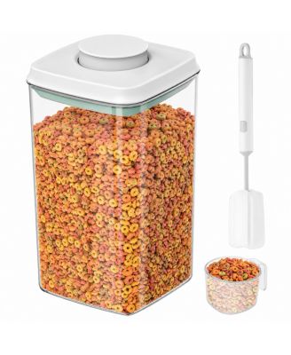 Airtight Pet Food Storage Container Stackable Clear Bin With Scoop And Brush