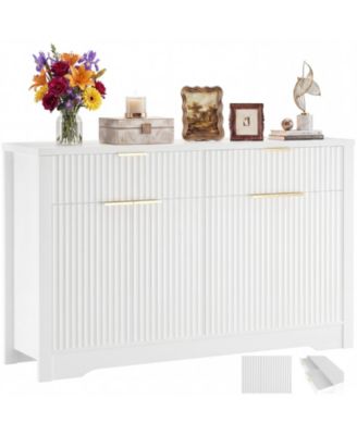 55" Wood Modern Sideboard Buffet Cabinet with Door and Storage Drawers