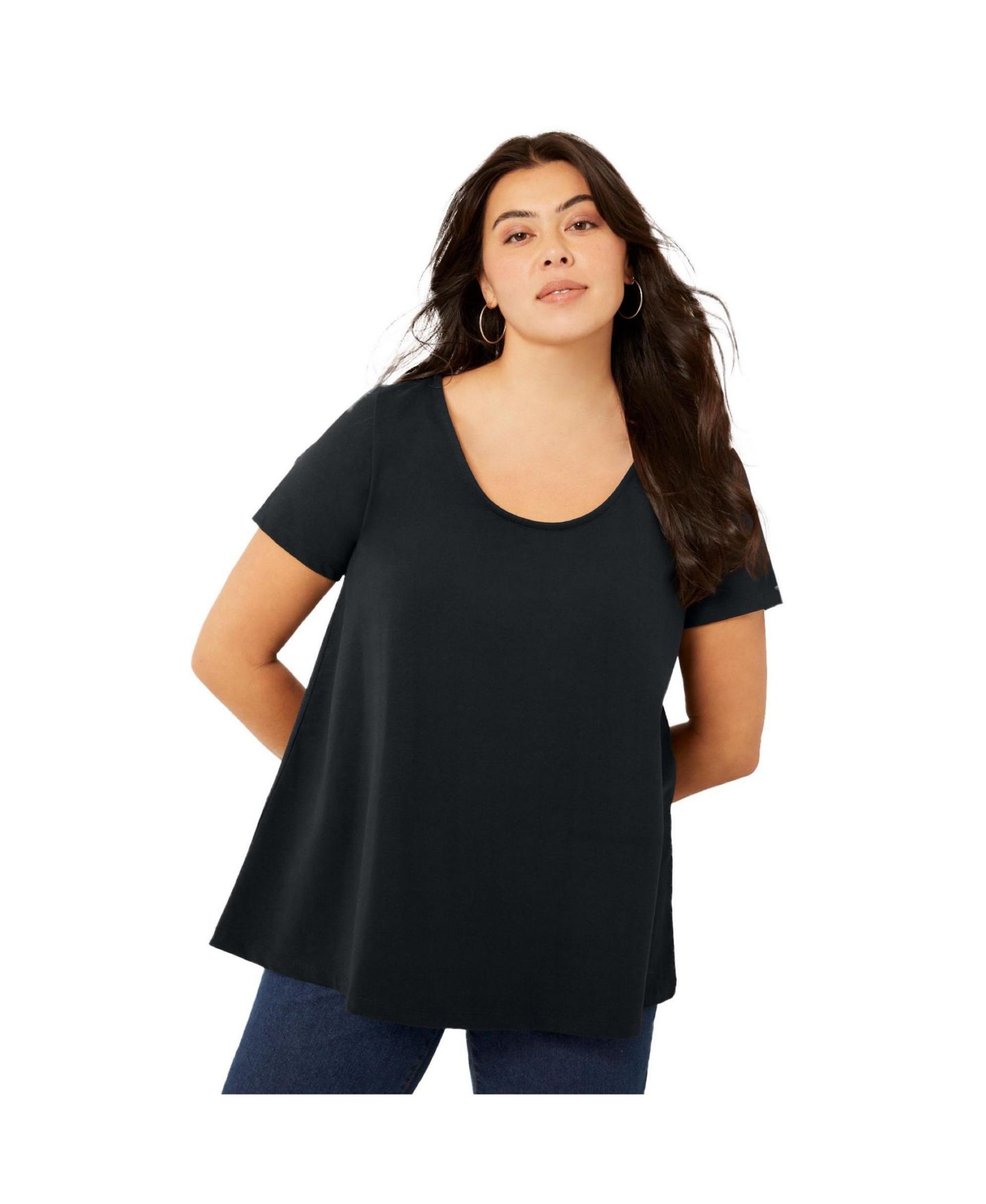 Женский топ June & Vie Short-Sleeve Swing One Only Tunic, цвет: Чёрный — фото 5