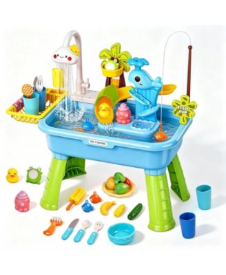 Water Table Kids Outdoor Play Kitchen Fishing Sensory Pump