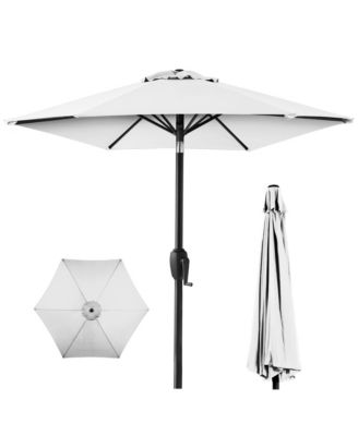 7.5Feet Heavy-Duty Outdoor Market Patio Umbrella With Push Button Tilt, Easy Crank