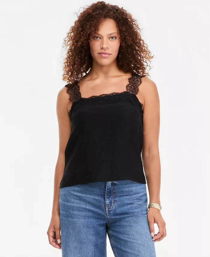 Women's Crinkle Satin Lace-Trim Tank - thumbnail 7
