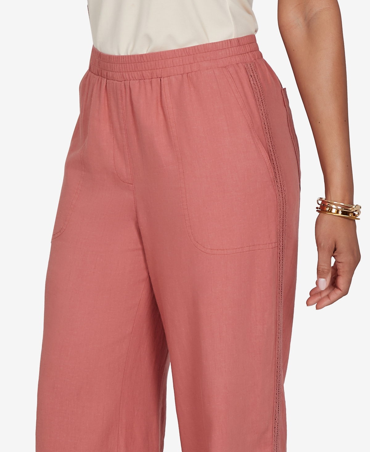 Ruby Rd. Petite Lace Trim Lightweight Pull-On Pants