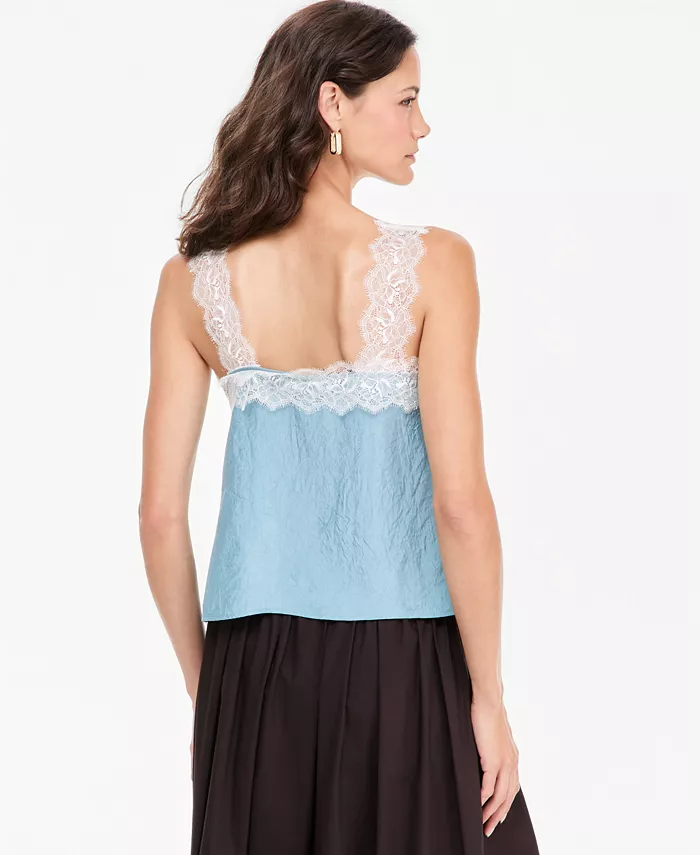 Women's Crinkle Satin Lace-Trim Tank - thumbnail 2