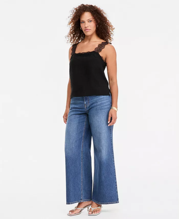 Women's Crinkle Satin Lace-Trim Tank - thumbnail 8