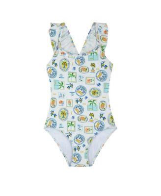 Child Girls Capri Vibes Square Neck Ruffle One Piece