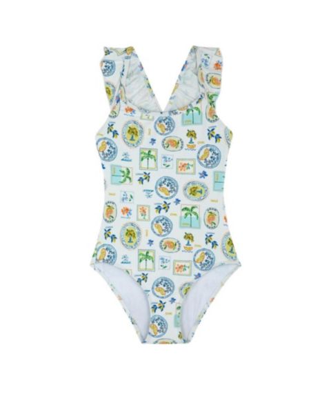 Купальники Gottex Kids Child Girls Capri Vibes Square Neck Ruffle One Piece