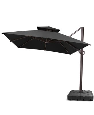 Outdoor Patio 10X13Feet Aluminum Double Top Cantilever Umbrella with Wheel Base
