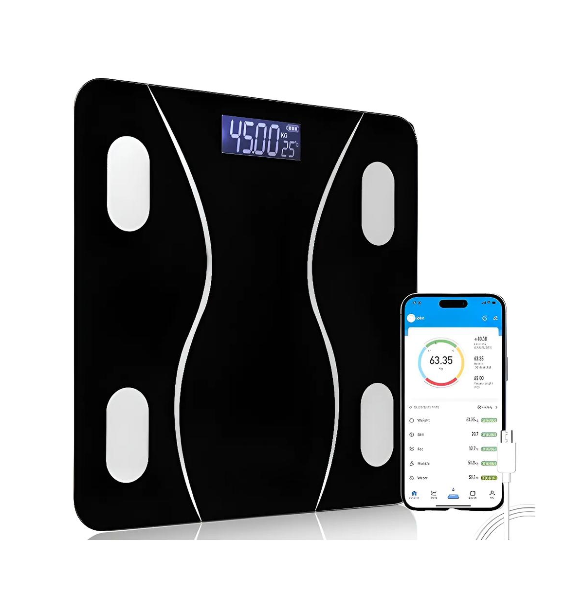 Cowin Smart Bluetooth Body Fat Scale - Rechargeable Digital Bathroom with App 400lbs Capacity