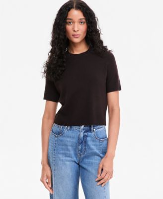 Women's Short-Sleeve Easy Crewneck Sweater Tee