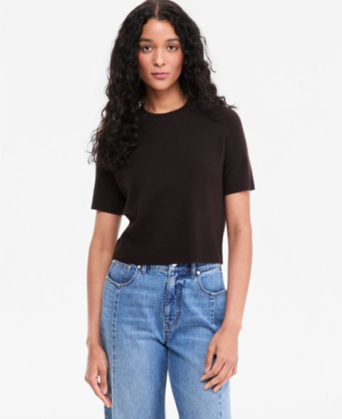 Женский свитер On 34th Short-Sleeve Easy Crewneck Sweater Tee, цвет: Ganache