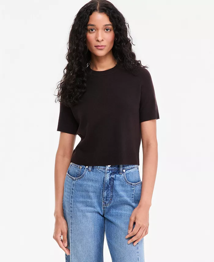 Women's Short-Sleeve Easy Crewneck Sweater Tee