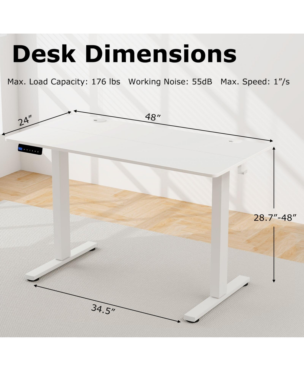 Gouun Electric Standing Desk with Three Memory Heights and Cable Management
