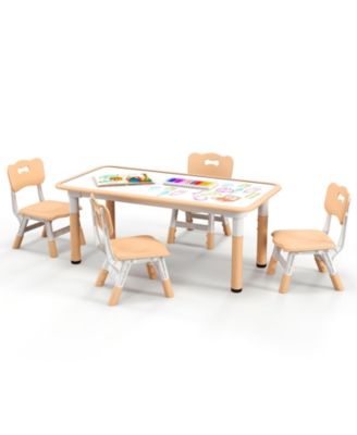 Kids Adjustable 4-Seat Table and Chairs Set with Stackable Seating