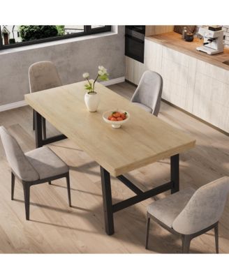 Rectangular Dining Table for Industrial Kitchen Table with Metal Frame, Space-Saving Table for Dining or Work