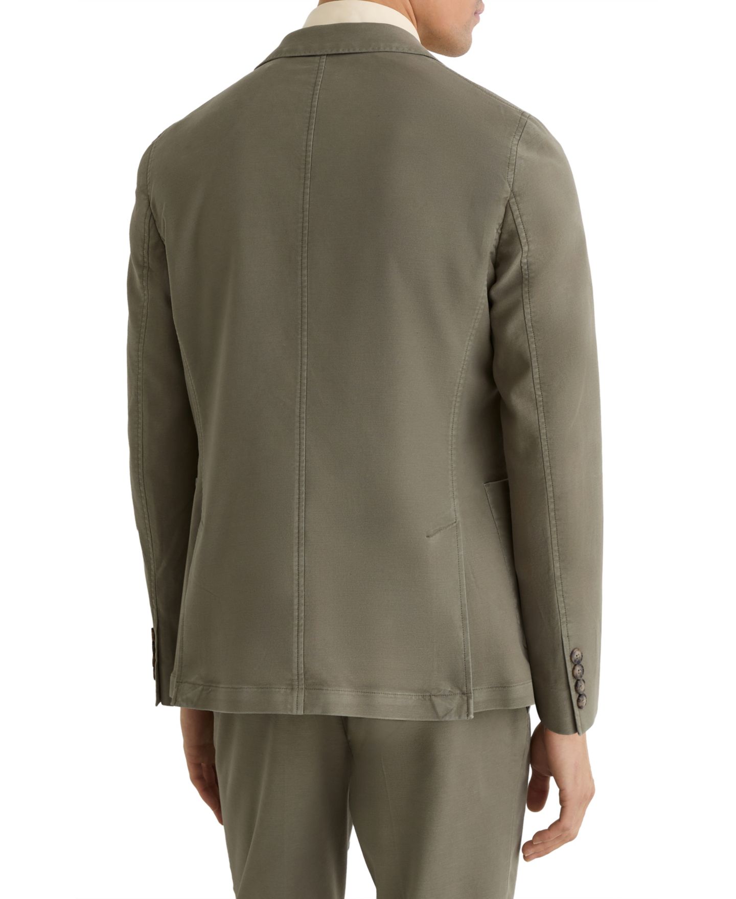 Мужской пиджак REISS Jason Two Button Notch Garment Dye Pique Blazer, цвет: Тёмный зелёный — фото 5