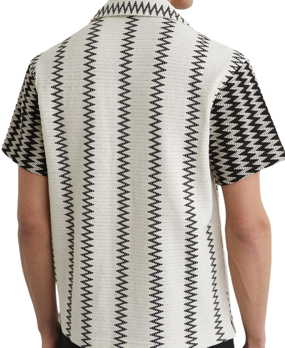 Reiss Men's Dain Zig Zag Crochet Cuban Shirt