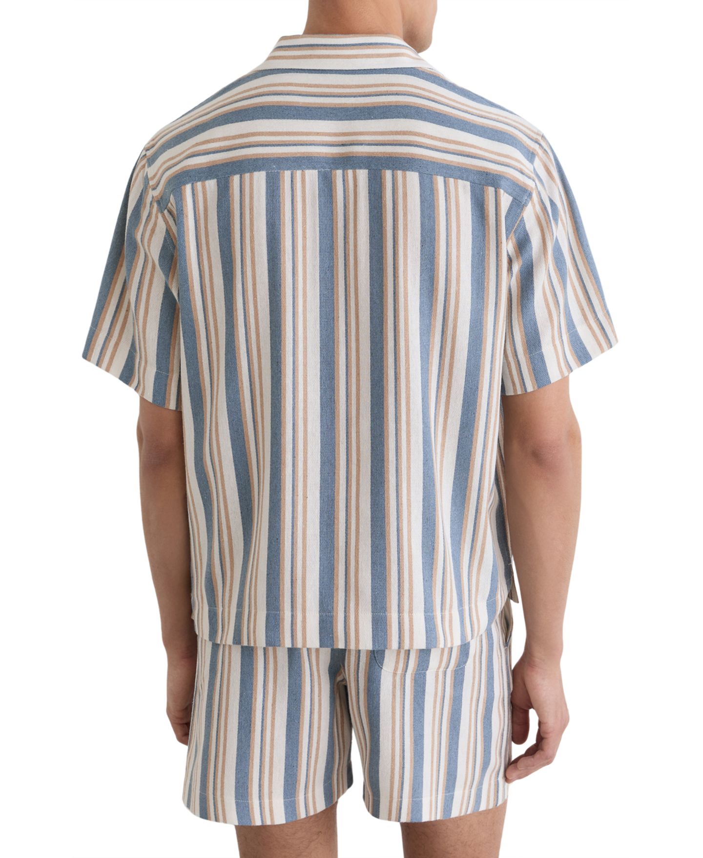Мужская рубашка REISS Celeste Stripe Twin Pocket Cuban, цвет: Синий / Молочный — фото 5