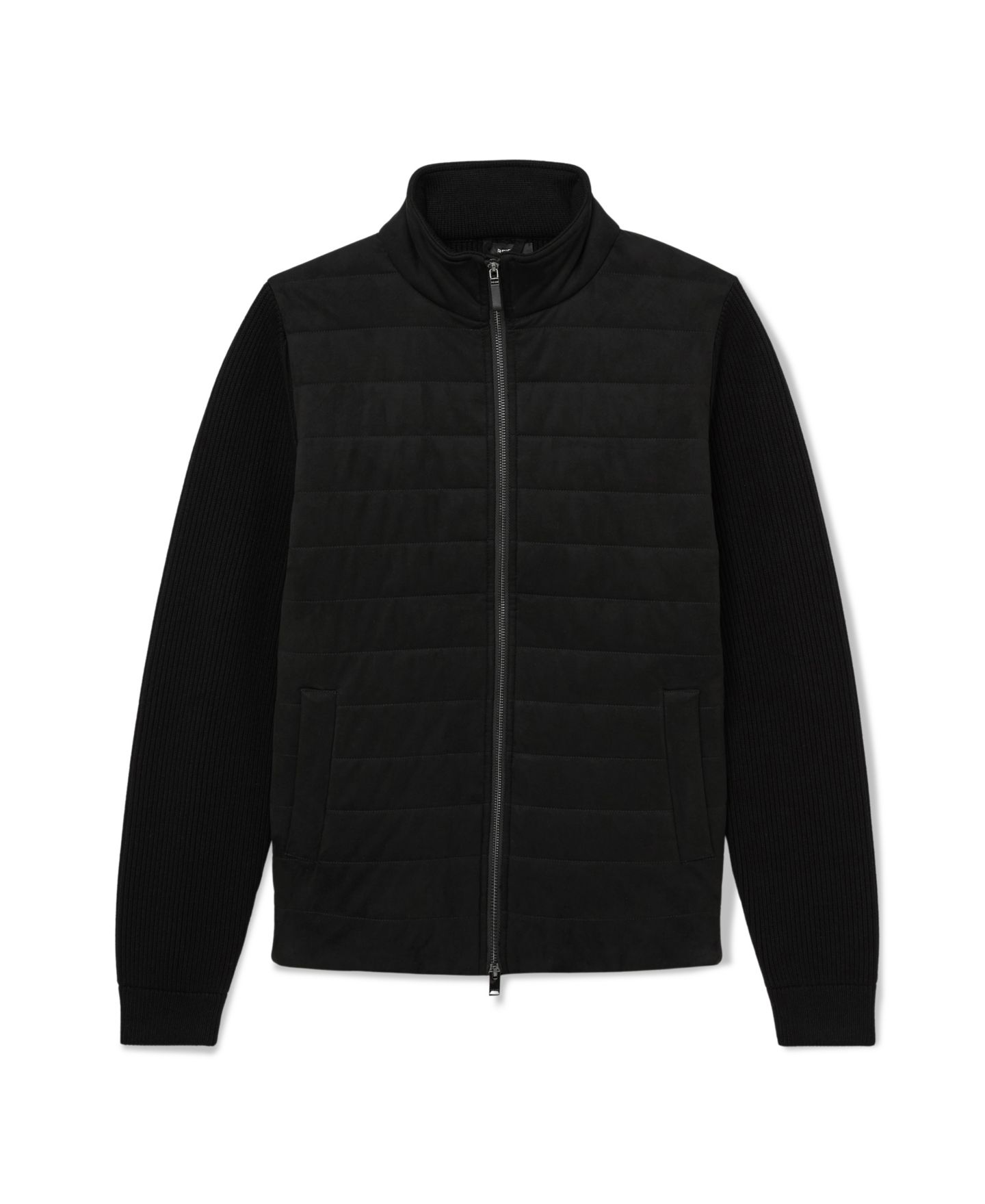 Мужская куртка REISS Bram Zip Through Funnel Quilted Hybrid, цвет: Чёрный — фото 4